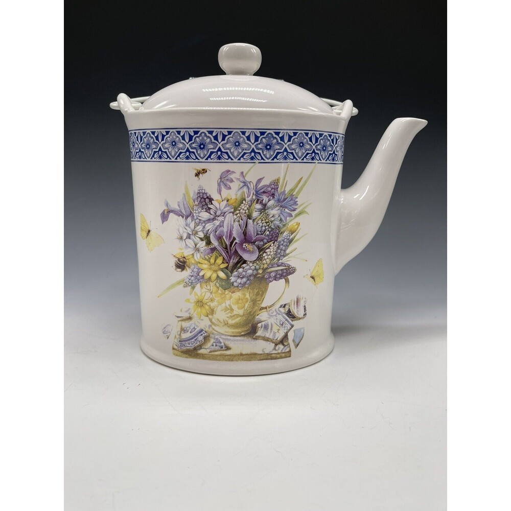 Hallmark Marjolein Bastin Nature's Sketchbook Watering Can Ceramic Teapot Signed - Picture 5 of 16